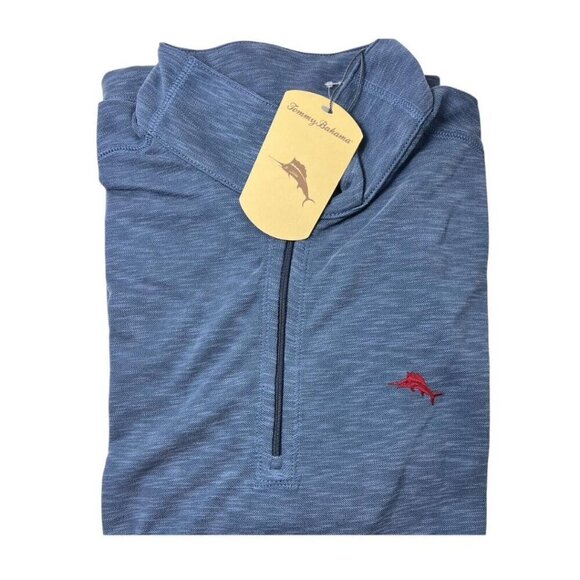 Tommy Bahama Mens Blue Via Del Mar Half Zip Long Sleeve Pullover Shirt Sz M New - Picture 2 of 6
